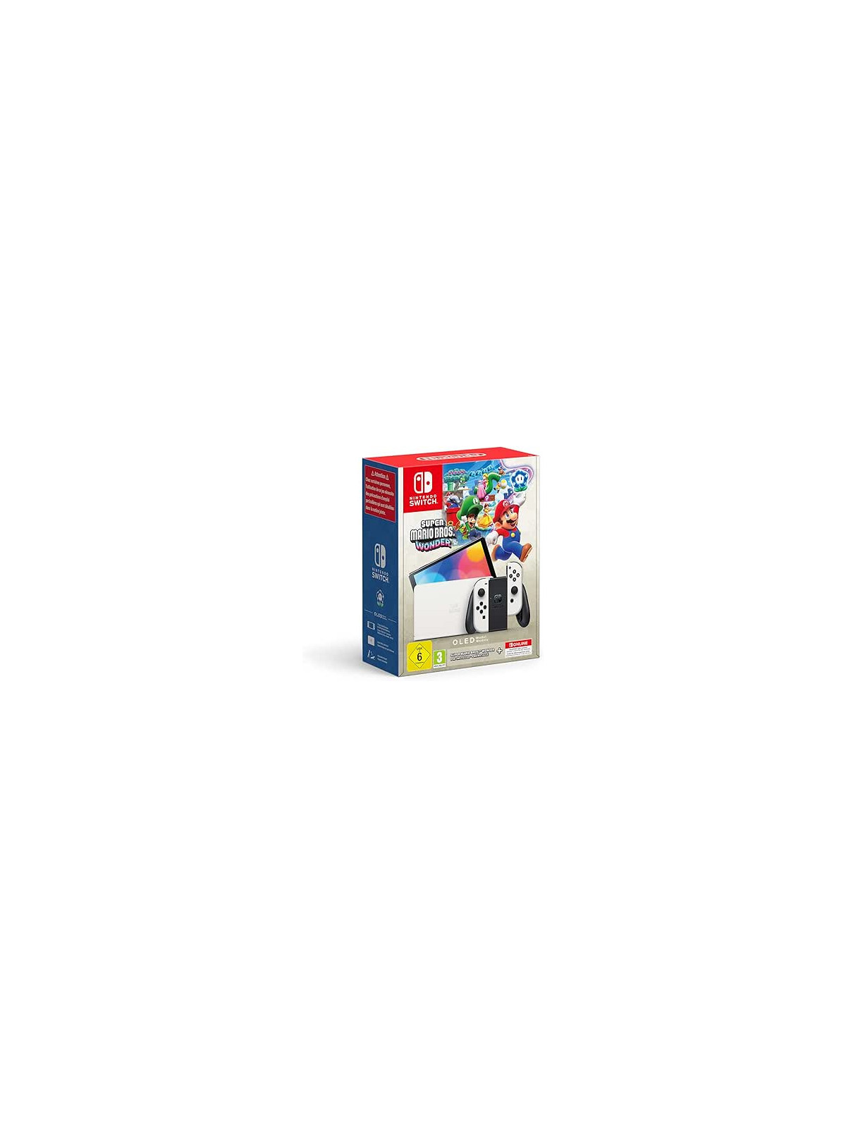 Nintendo console switch oled (bianco) con gioco super mario bros. wonder