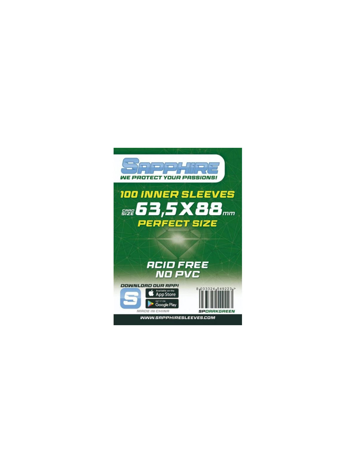 Sapphire bustine protettive 63.5x88mm perfect green 100pz