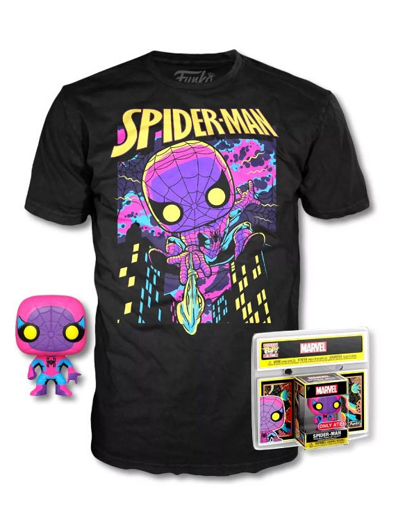 Funko tee+pop pocket spider-man blacklight l