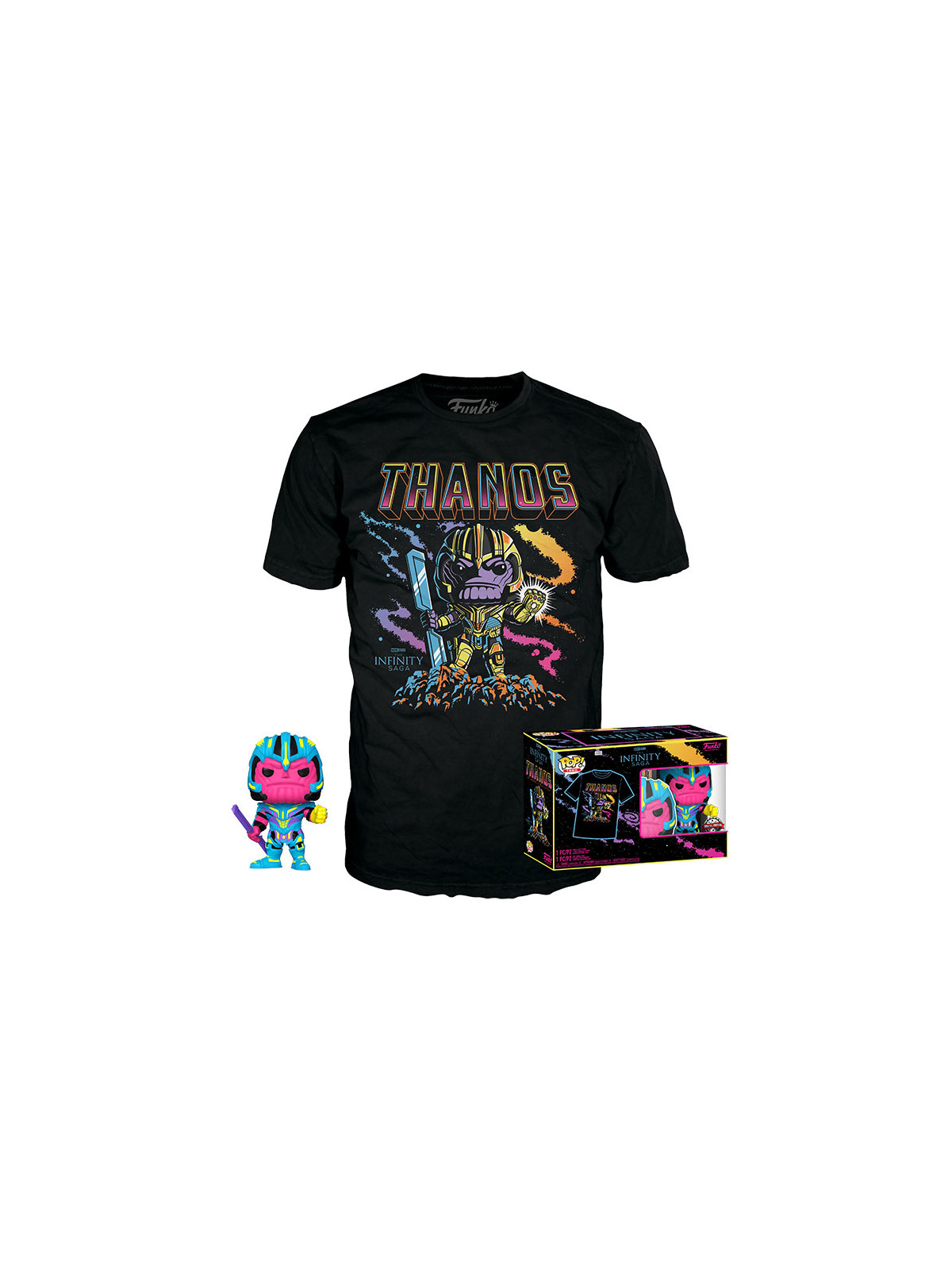 Funko tee+pop thanos blacklight m