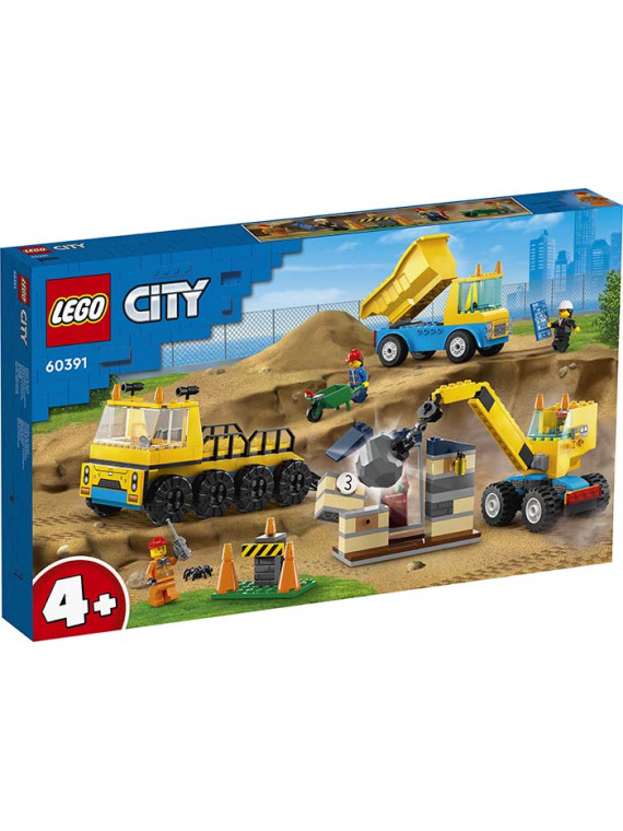 City great vehicles camion da cantiere e gru con palla - 60391