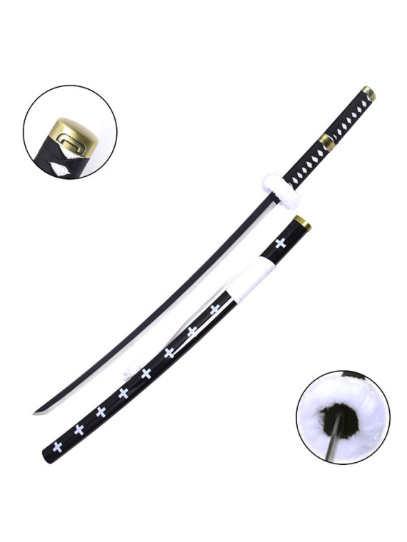 Katana non affilata one piece kikoku bianca e nera