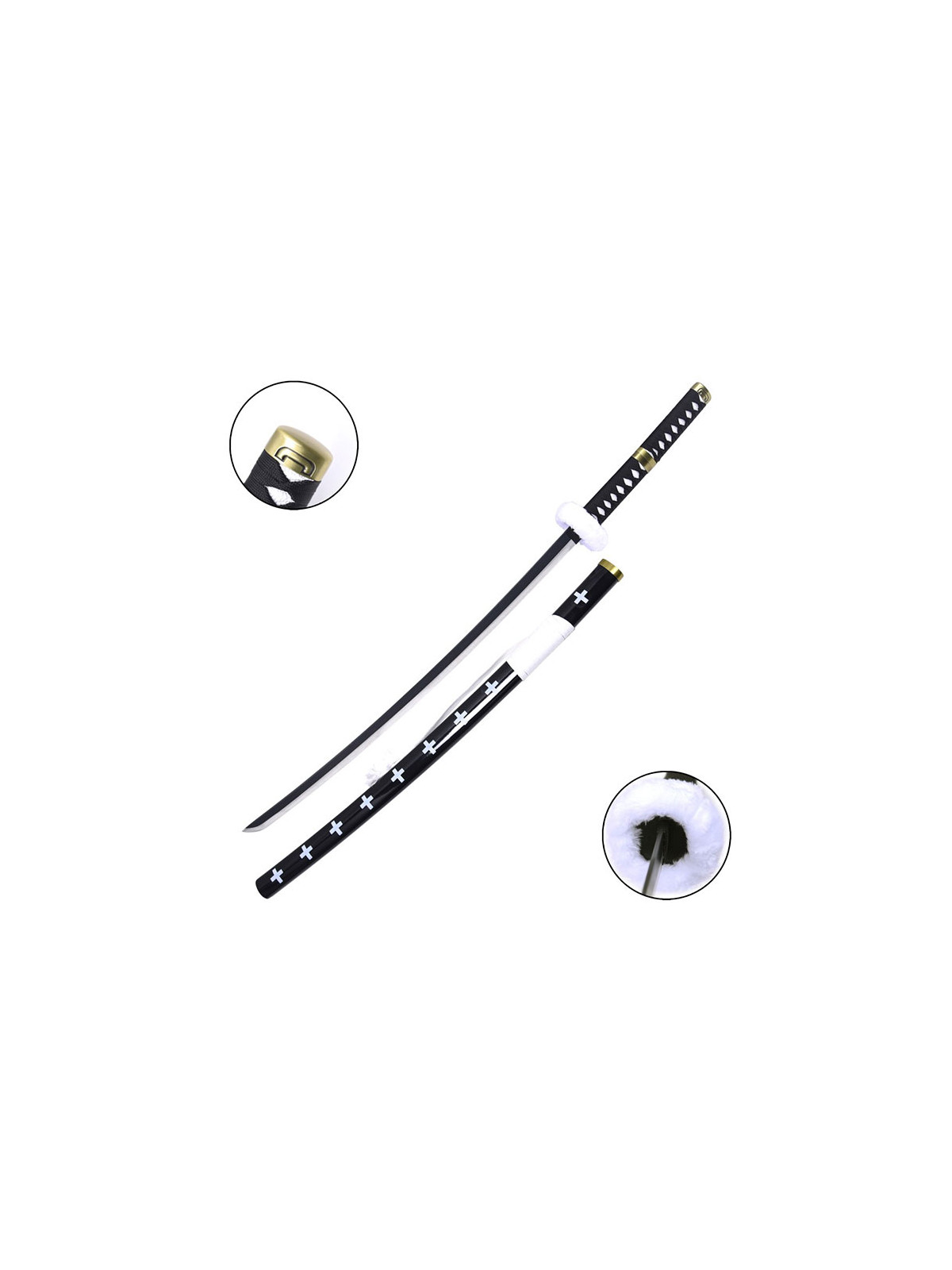Katana non affilata one piece kikoku bianca e nera