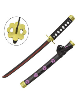 Katana mini non affilata one piece enma viola e supporto