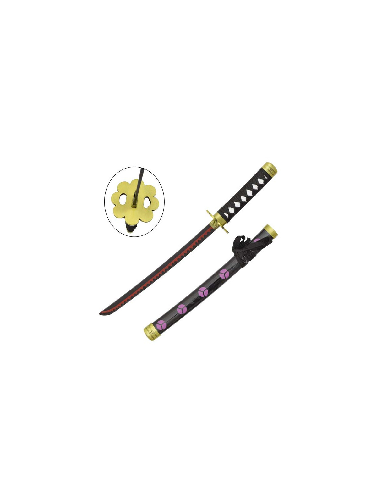 Katana mini non affilata one piece enma viola e supporto